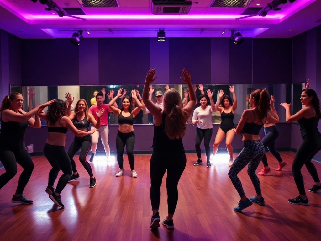 Aula coletiva de dança, jump, spinning e step na Corpo Fitness Academia
