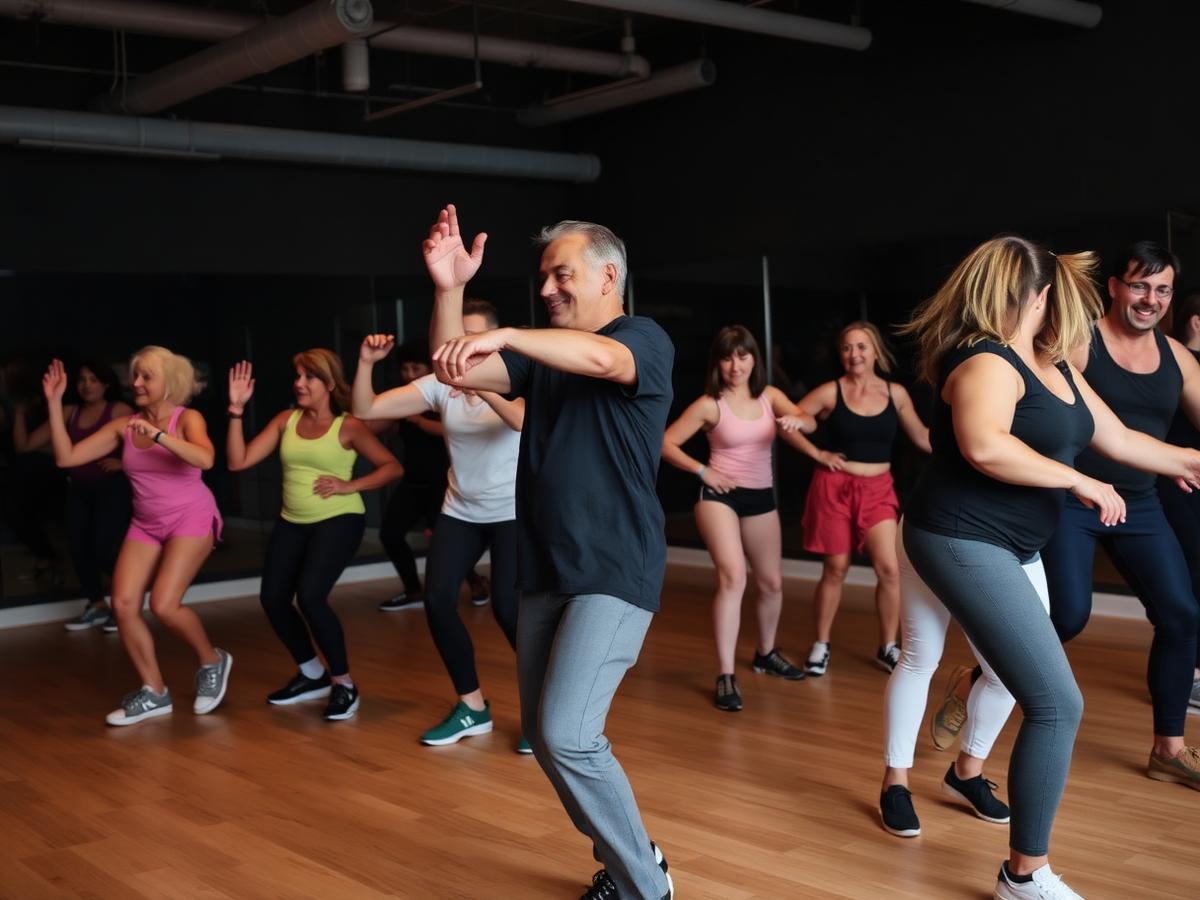 Aula coletiva de dança na Corpo Fitness